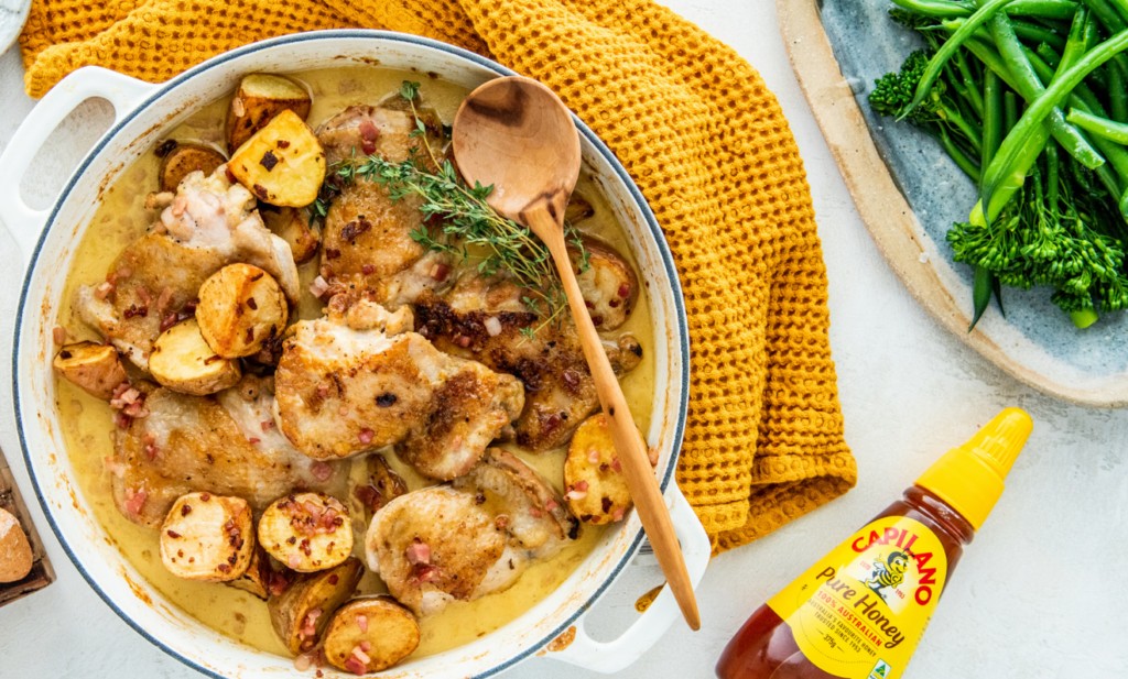 Honey Mustard Chicken Potato Bake Capilano Honey