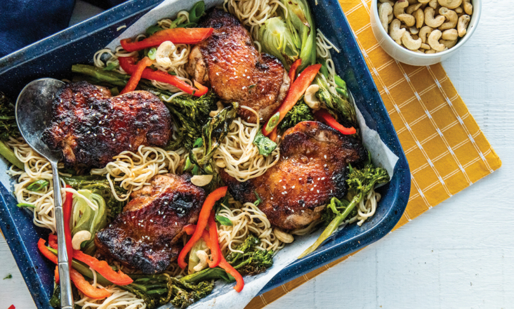 Sticky Honey Soy Chicken Noodle Tray Bake | Capilano Honey
