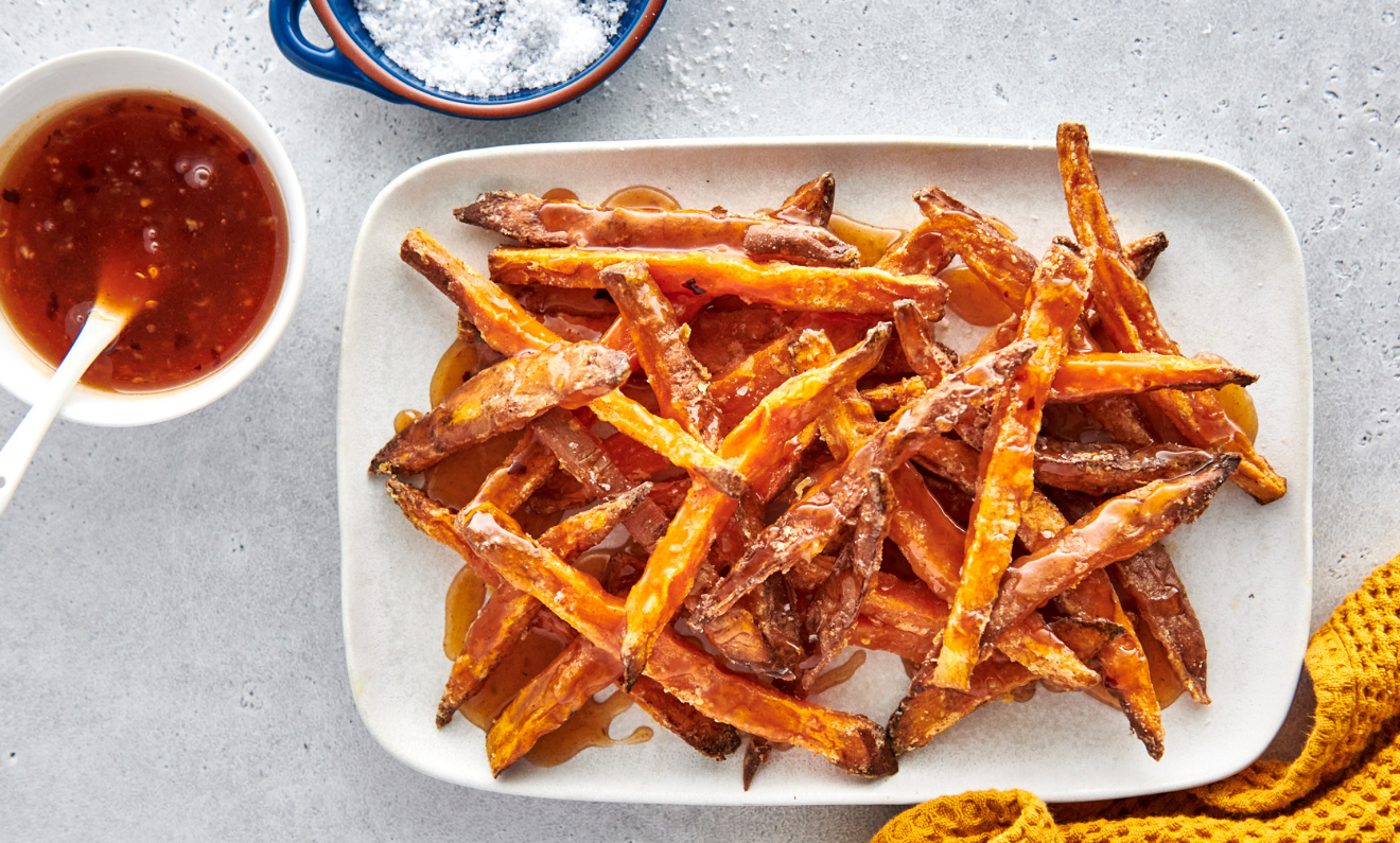 Air Fryer Sweet Potato Chips with Honey Chilli Glaze | Capilano Honey