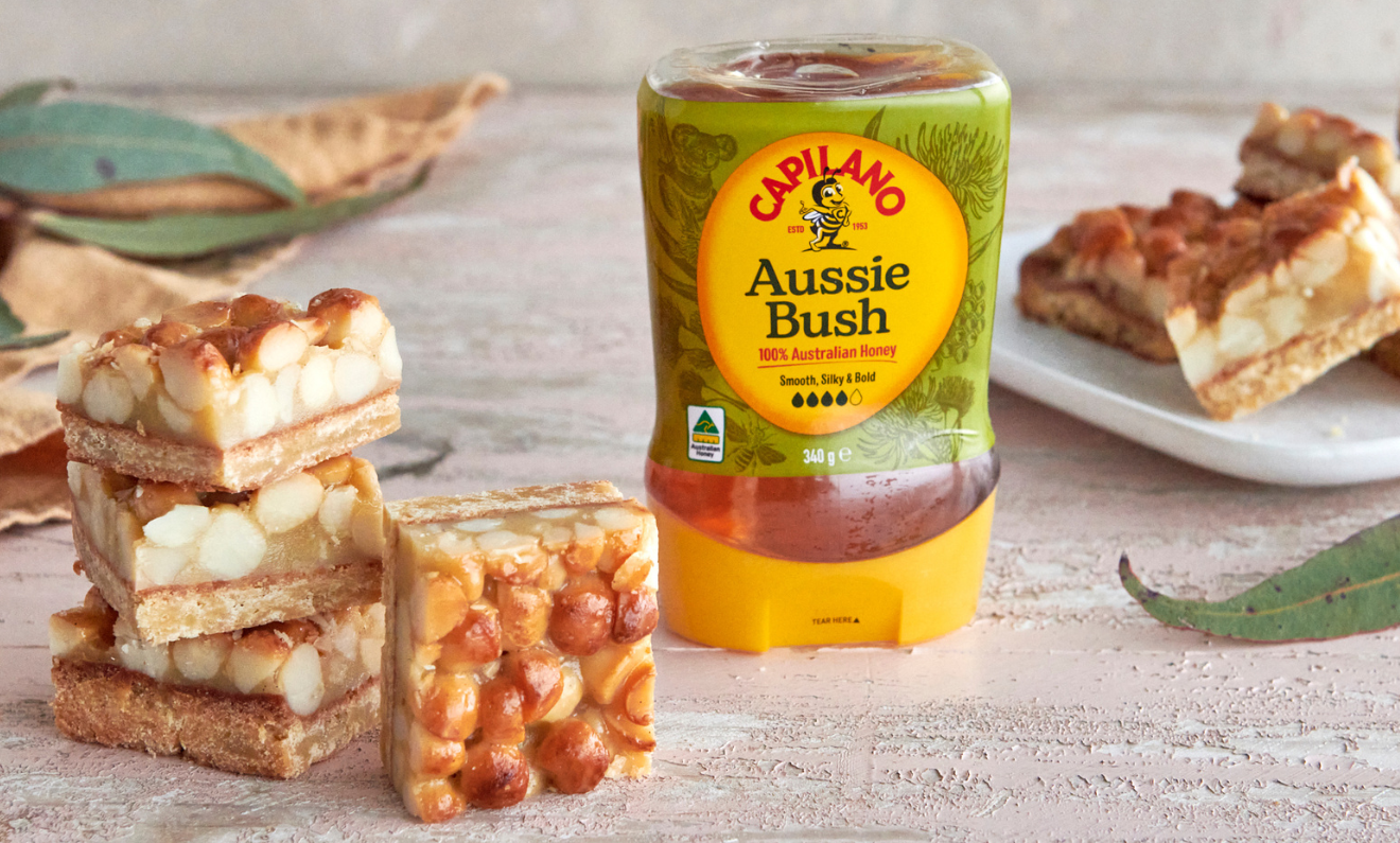 Honey Macadamia Caramel Slice Capilano Honey