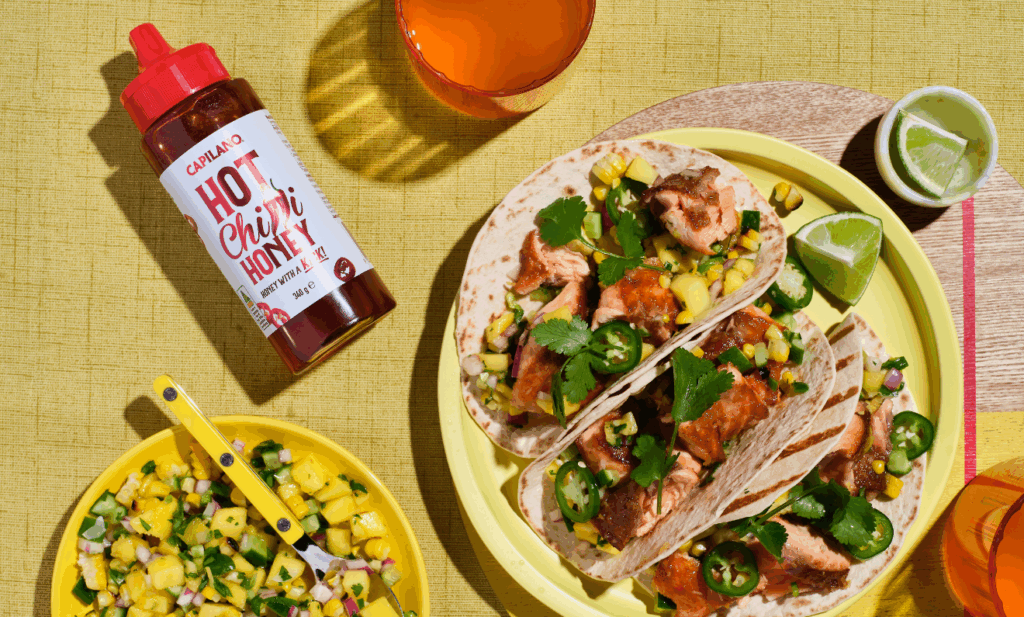 Hot Chilli Honey Glazed Salmon Tacos | Capilano Honey